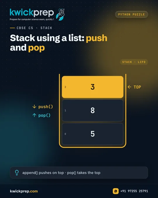 Stack using a list: push and pop