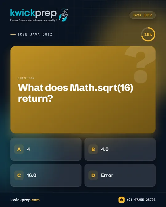 What does Math.sqrt(16) return?