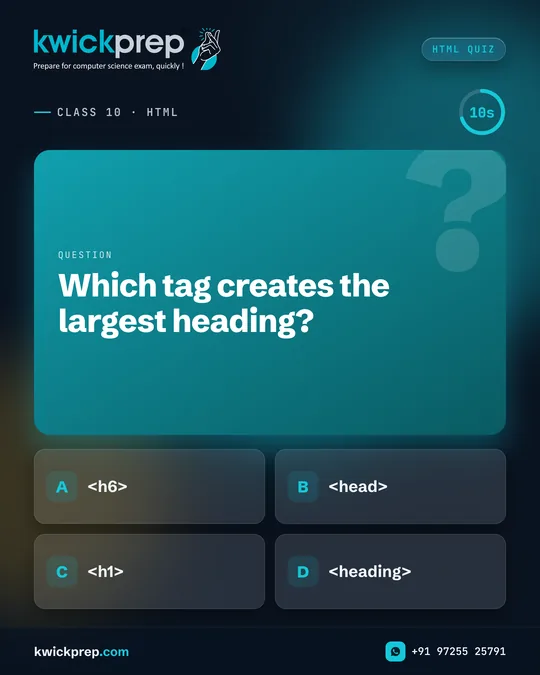 Which tag creates the largest heading?