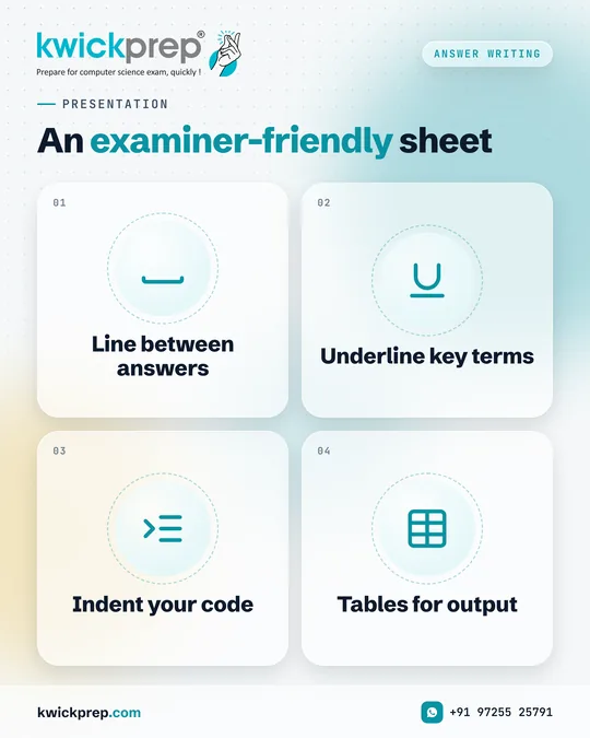 An examiner-friendly sheet