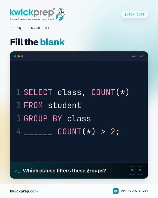 Which clause filters these groups?