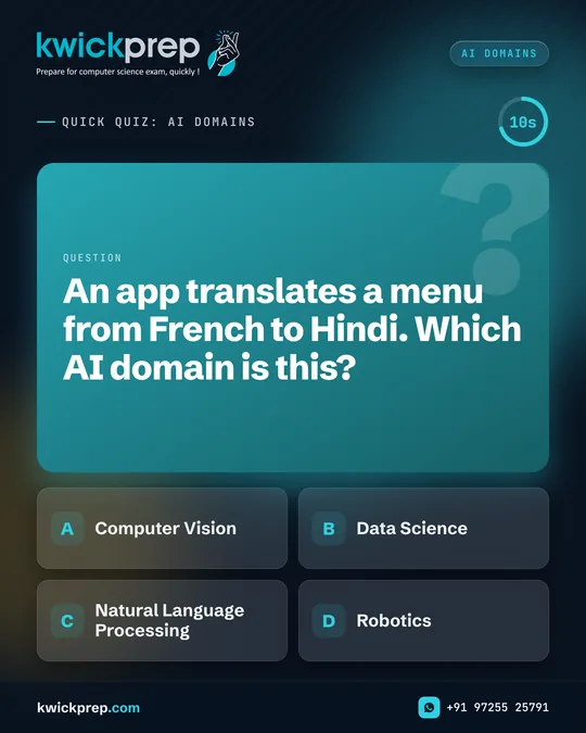 An app translates a menu from French to Hindi. Which AI domain is this?