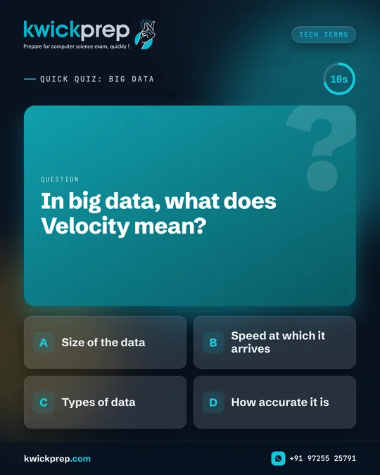 In big data, what does Velocity mean?