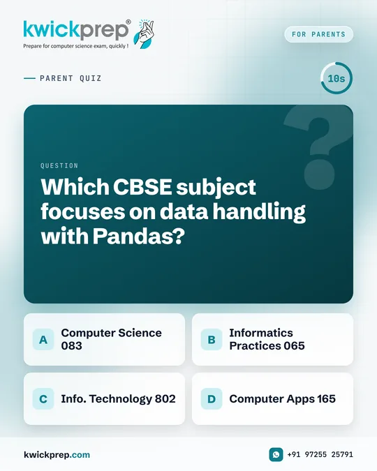 Which CBSE subject focuses on data handling with Pandas?