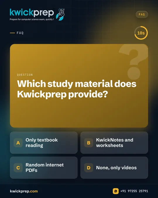 Which study material does Kwickprep provide?