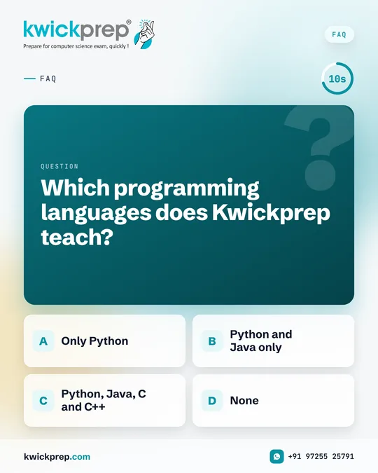 Which programming languages does Kwickprep teach?