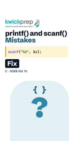 Wrong vs right table: scanf with x vs &x, %d vs %f for 2.5, "Hi" vs "Hi\n".