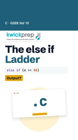 C code else if ladder with m = 75 printing A.