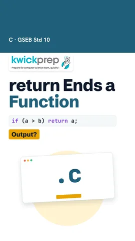 C function big returning a if a > b else b, called with 8 and 3, output 8.