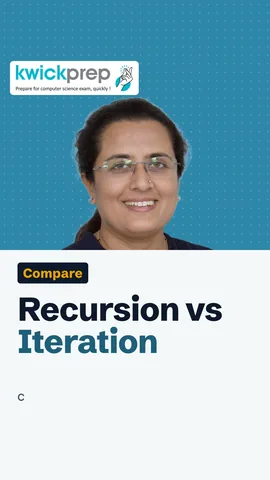 Table comparing recursion and loop on memory, speed and stopping point.
