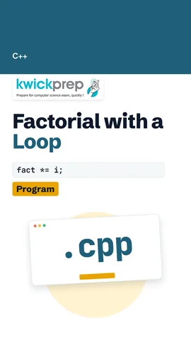 C++ code int fact = 1; for loop fact *= i; output 120.