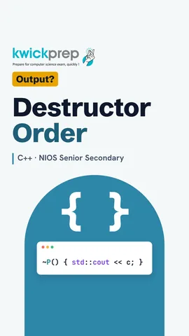 C++ struct P with destructor printing c, objects a and b, output BA.