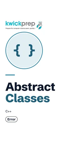 C++ code struct Shape { virtual int area() = 0; }; Shape s; with an error comment.