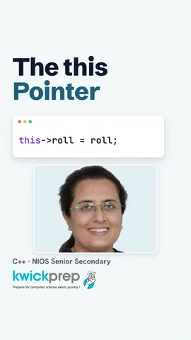 C++ struct S with set(int roll) using this->roll = roll, p->set(12), output 12.