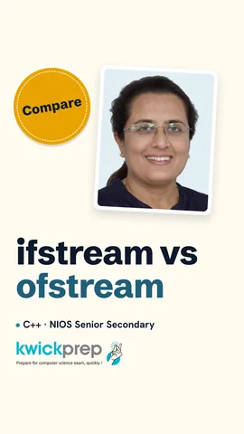 Table: ifstream read, ofstream write, fstream read and write.