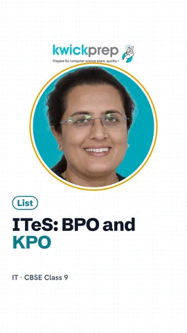 Table of ITES types: BPO call centre and data entry, KPO research, tutoring.