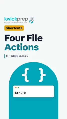 Table of four file actions and their shortcuts.