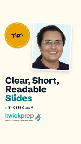 Checklist for an effective presentation: clear purpose, short points, big fonts, same design.