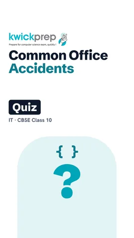 Table of common accidents and causes: trip, slip, strain, shock.