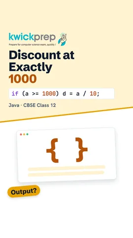 Java code: int a = 1000; if (a >= 1000) d = a / 10; net is 900.