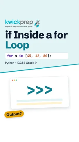 Python for loop with a nested if printing scores 45 and 80.