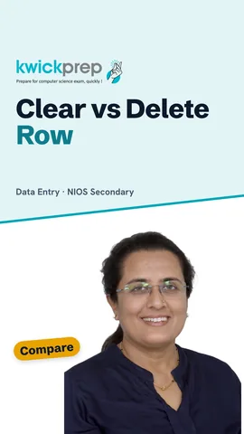 Comparison: Delete key clears data, right-click Delete removes the row.