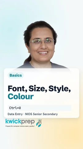 Table of font, size, style and colour with what each means.