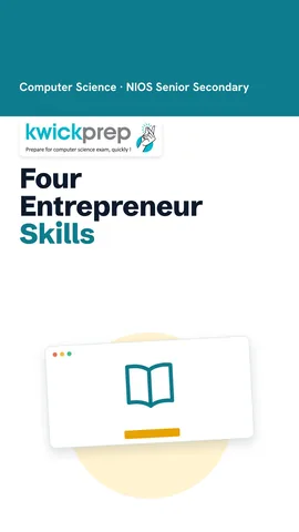 List of four entrepreneur skills: creativity, risk taking, leadership, persistence.