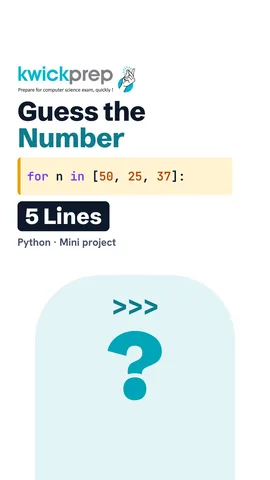 Five lines of Python looping over guesses 50, 25, 37 with output High, Low, Correct.