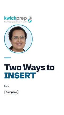 Two INSERT statements, one with column names and one without.