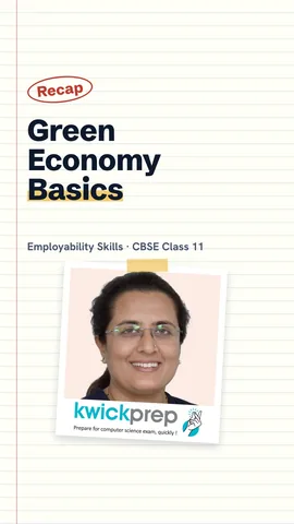 Reel listing the three features of a green economy.