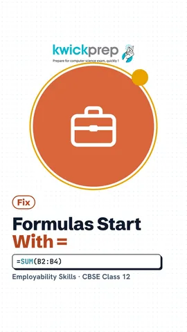 Reel comparing SUM(B2:B4) typed as text with =SUM(B2:B4) giving a total.