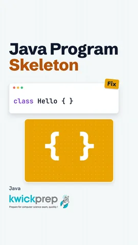 Reel showing the Java program skeleton: class, main method and statements.