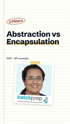 Table with Abstraction: just tap Pay, and Encapsulation: PIN hidden.
