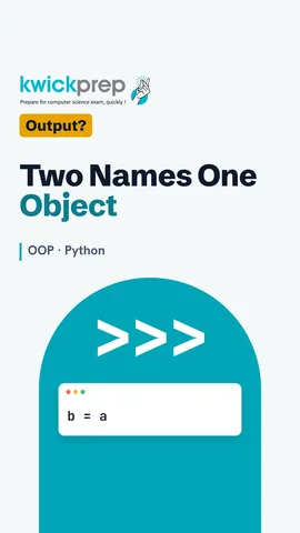 Python code a = S(), b = a, b.name = "Aman", print(a.name) with output Aman.