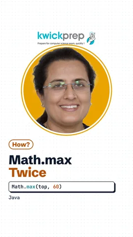 Reel showing Math.max called twice to find the highest of three marks.