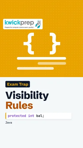 Reel listing three exam visibility rules for private, protected and local variables.