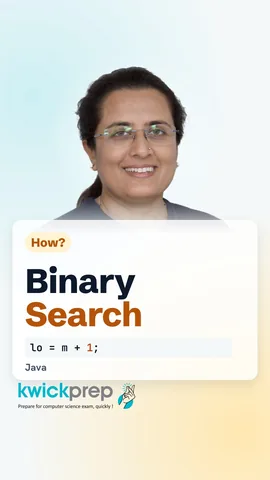 Reel showing the mid calculation and the low and high moves of binary search.