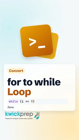 The same loop shown as a for loop and as a while loop with the parts moved.