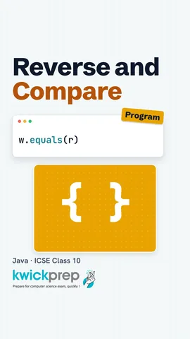 A reverse trace of a word beside a palindrome comparison using the equals method.