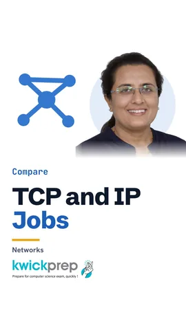 A table splitting the work: TCP makes and checks packets, IP addresses and routes them.
