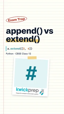 Two lists, one after append with a nested list and one after extend with separate items.