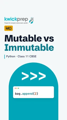 Python code comparing id(runs) and id(bag) after changes, printing False True.