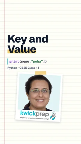 Code with menu = {tea: 10, poha: 25} printing menu[poha] as 25.
