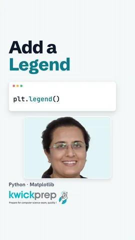 Slide listing Matplotlib title, xlabel, ylabel and legend on a two-line chart.