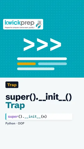 Slide explaining a child __init__ overriding the parent and calling super().__init__ to fix it.
