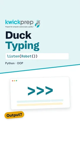 Python code where a Robot class with quack is passed to listen, printing Beep quack.
