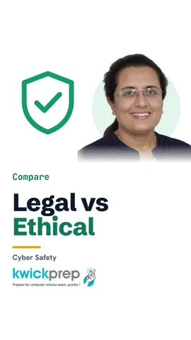 Table comparing legal and ethical: who sets it and what happens if broken.