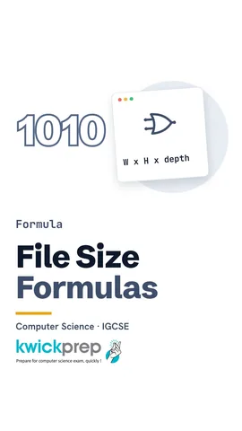 Formulas for image and sound file size in bits.