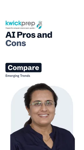 Two columns of AI advantages and disadvantages.